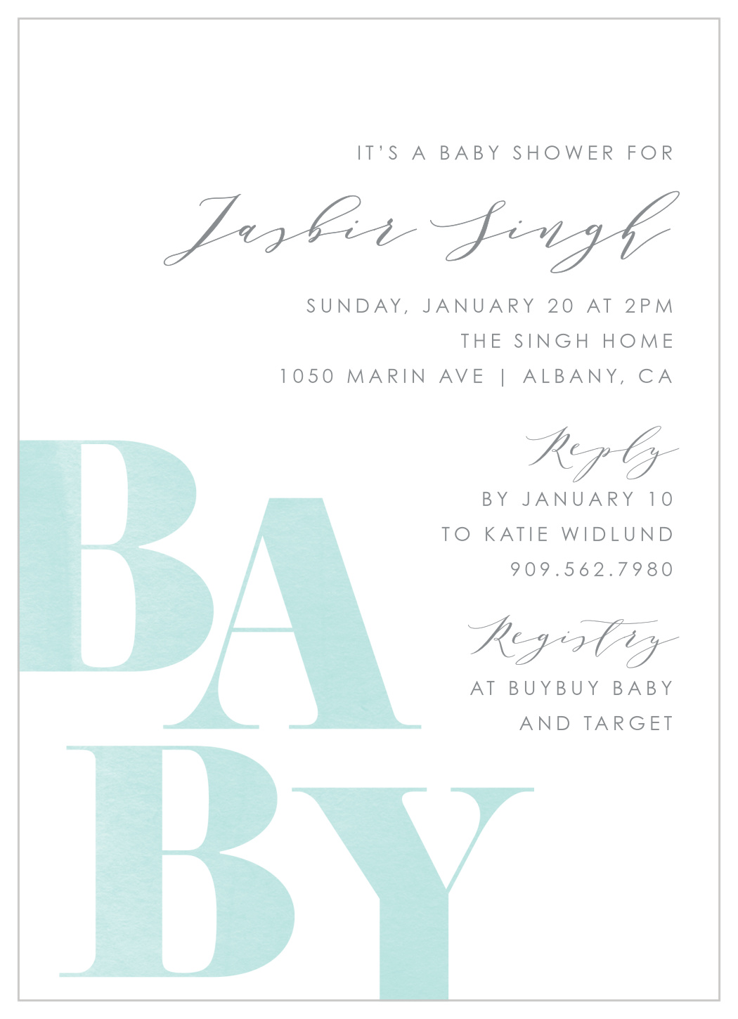 Simple baby hot sale shower invitations