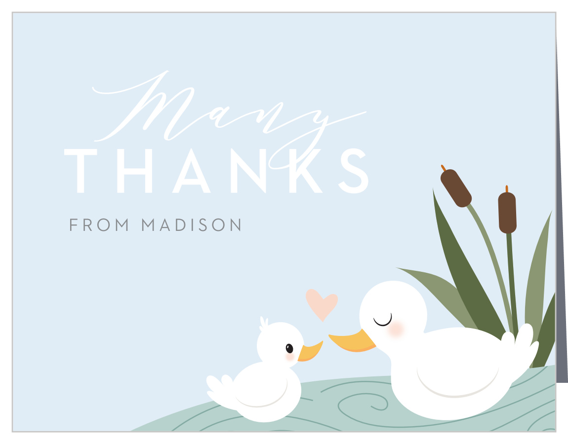 Boy Happy Duck Baby Shower Thank You Cards, image size:1150x900