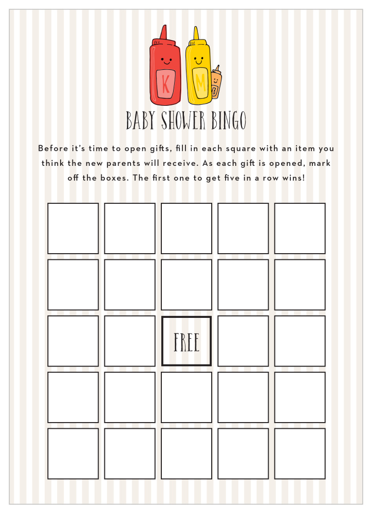 Burgers N Brats Baby Shower Bingo by Basic Invite