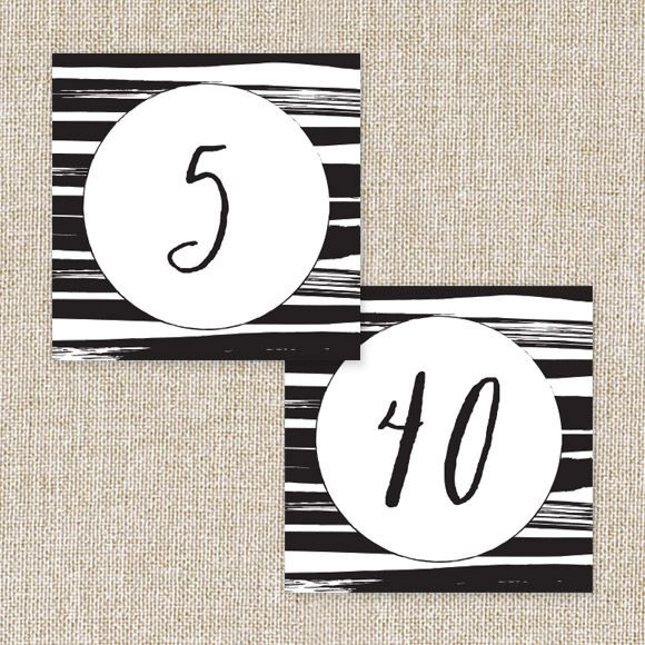 Black Stripes Table Numbers by Basic Invite