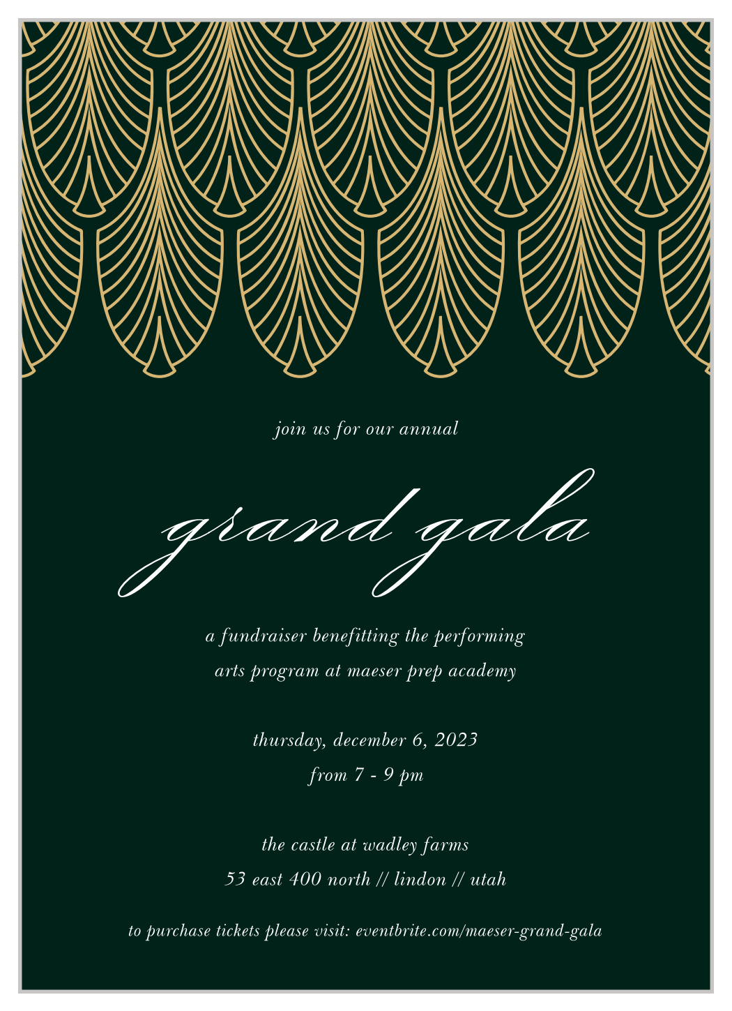 Grand Gold Invitations in Green