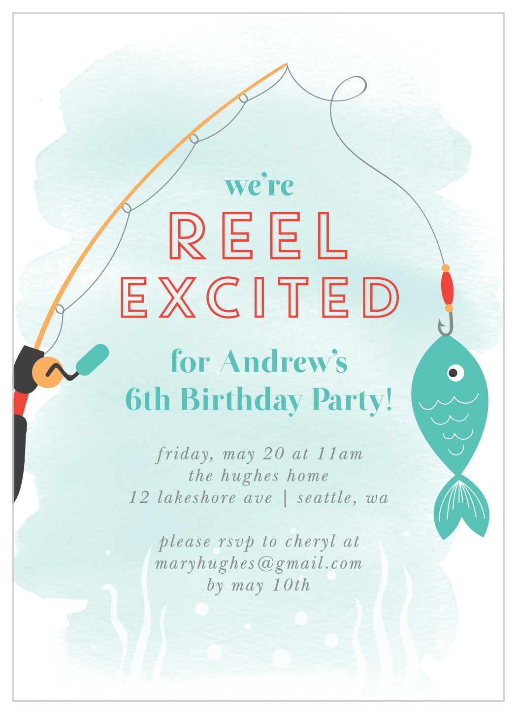 Gone Fishing Children's Birthday Invitations by Basic Invite