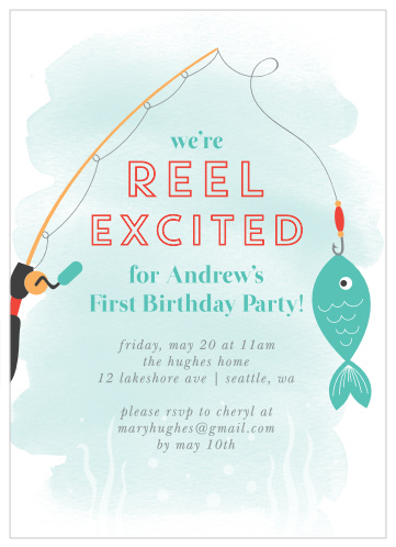 Gone Fishing First Birthday Invitations by Basic Invite