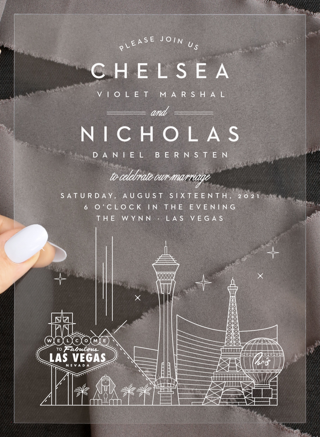 Las Vegas Skyline Save the Date Cards by Basic Invite