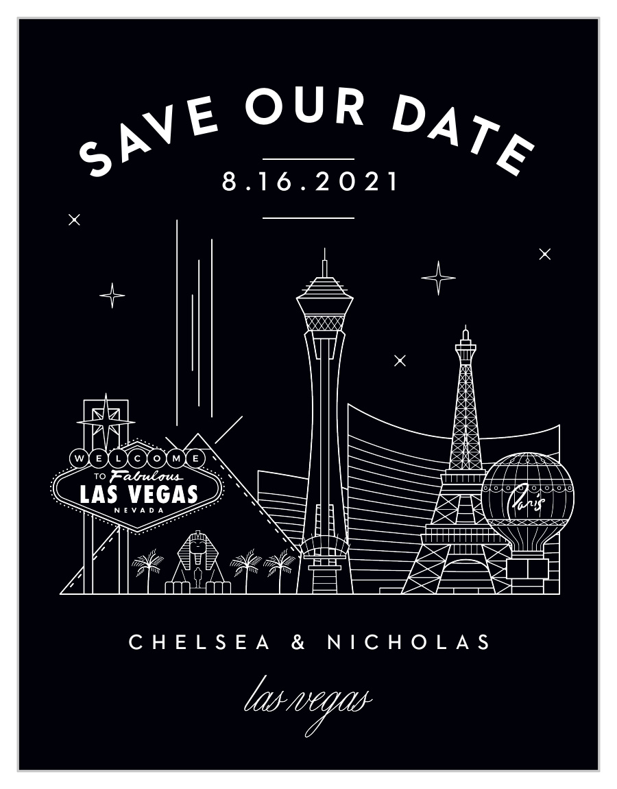 Las Vegas Skyline Save the Date Cards by Basic Invite