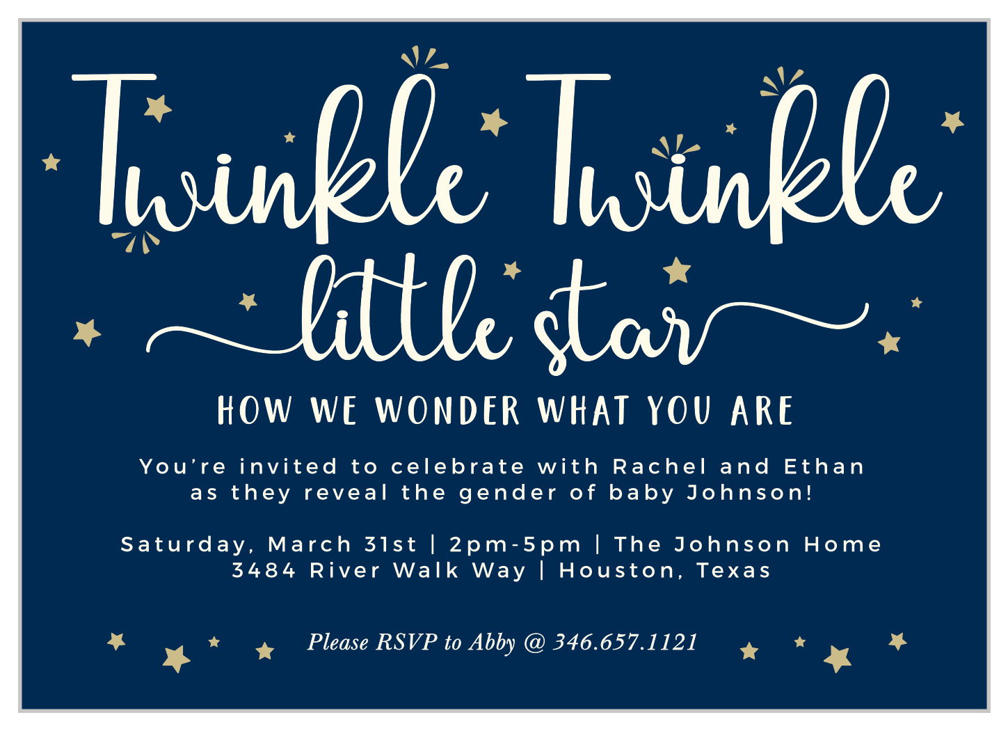 Baby shower invitations store twinkle little star