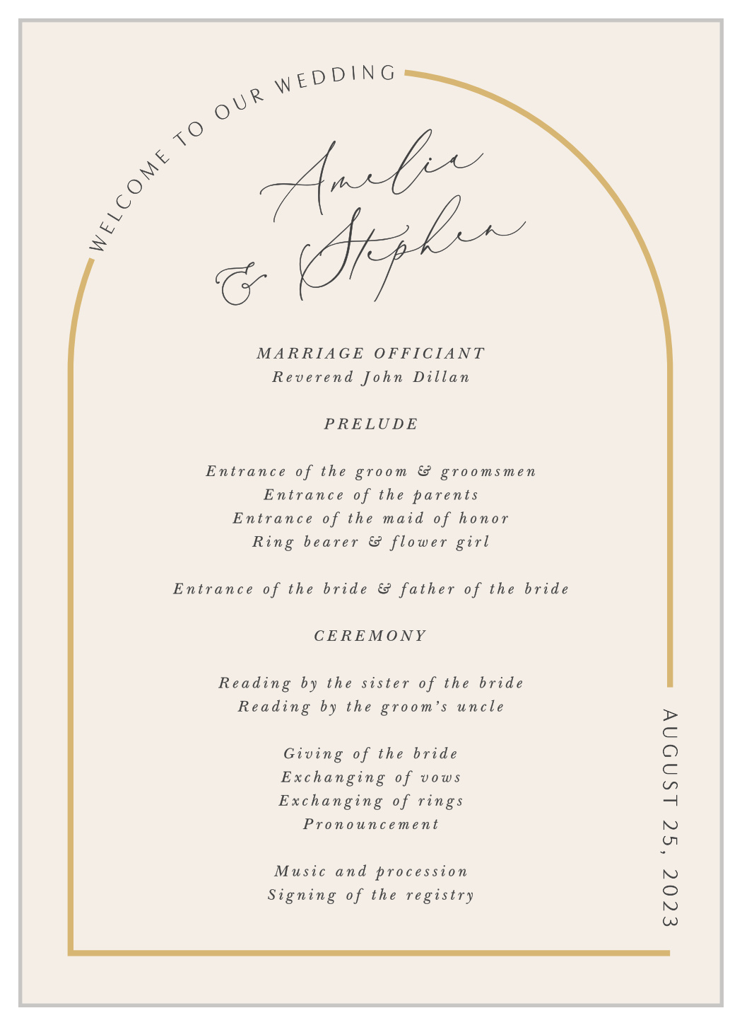 Modern Arch Wedding Programs by Basic Invite, image size:1050x1449