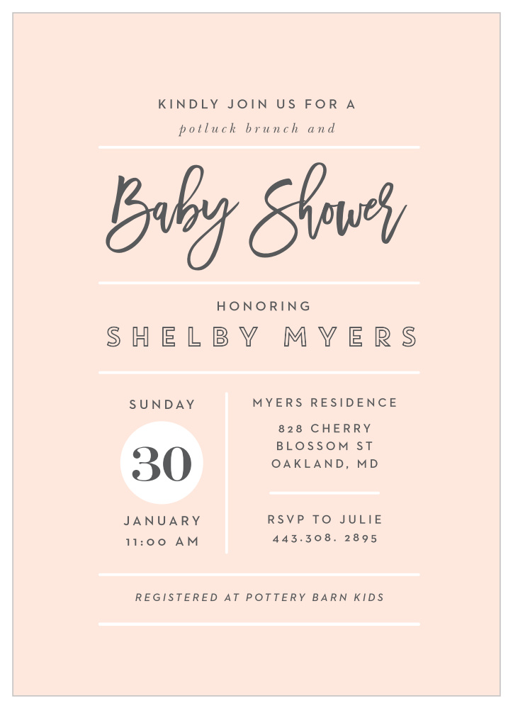 Potluck baby shower fashion invitation