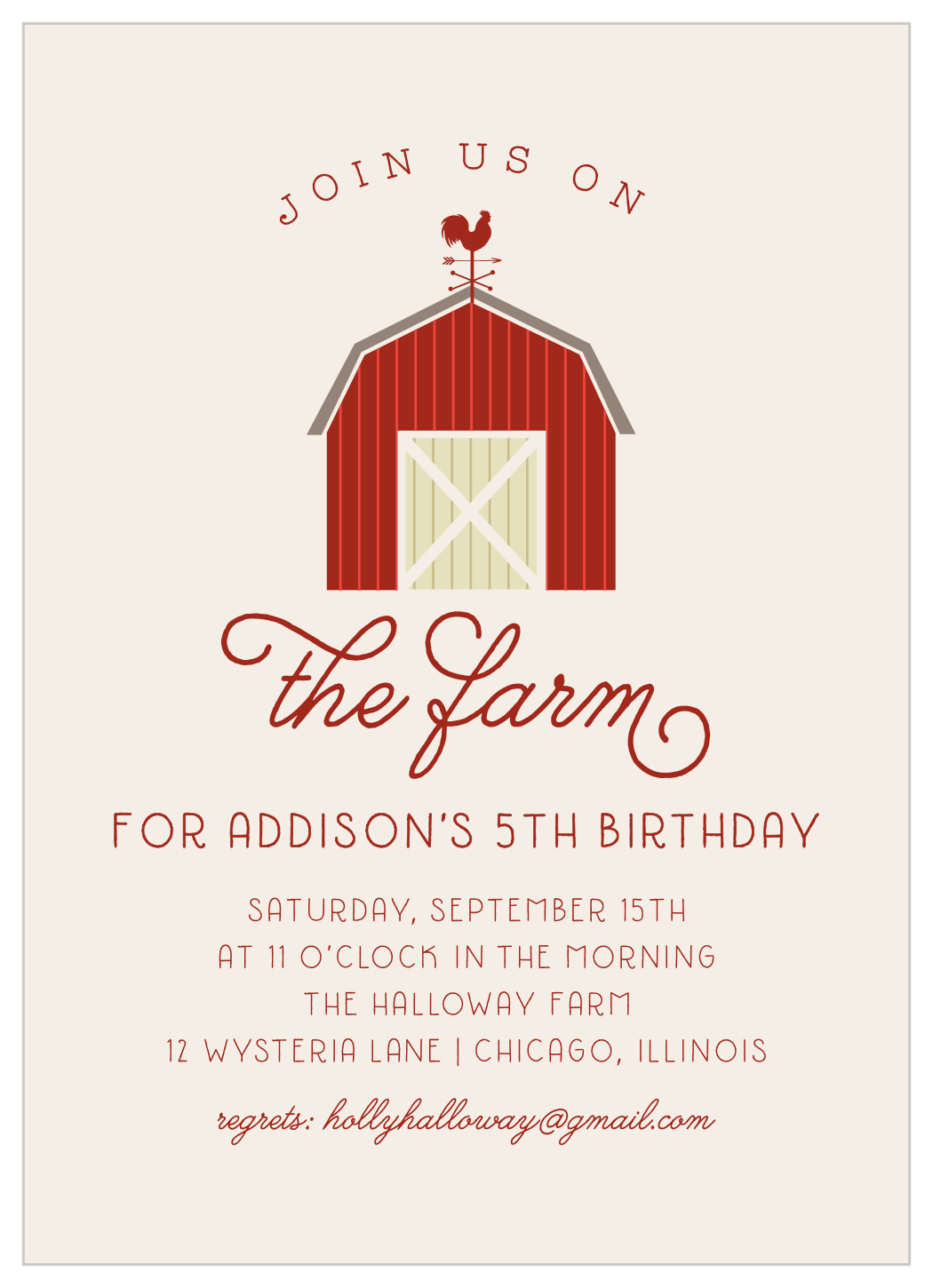 On the Farm Children's Birthday Invitations, image size:1050x1450
