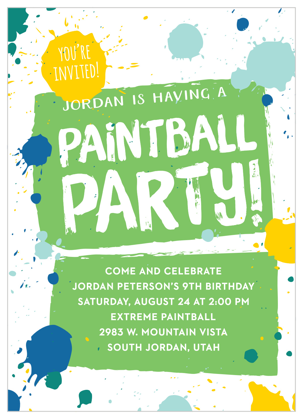 Paintball Party Children's Birthday Invitations by Basic Invite