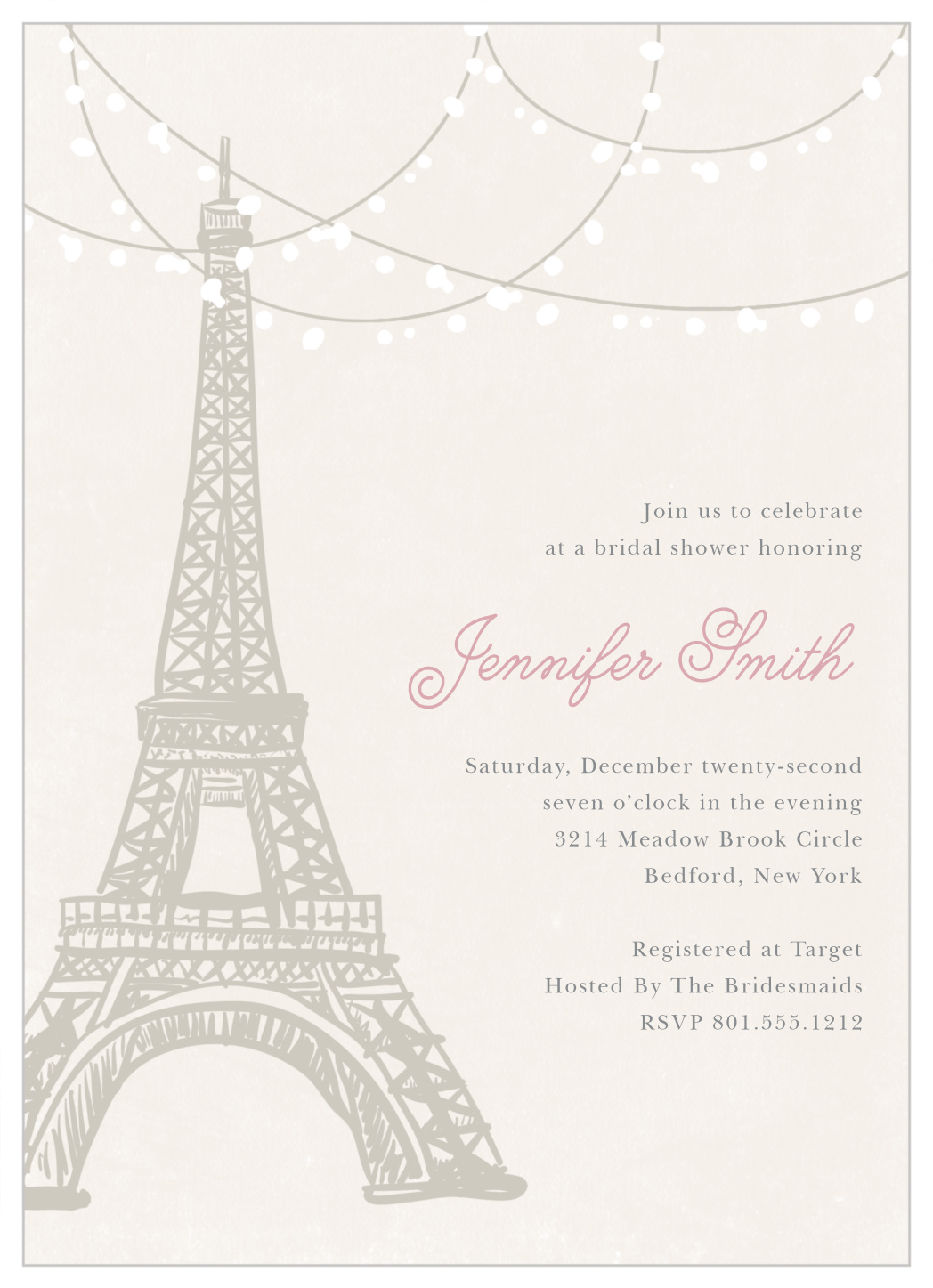 Paris Tower Bridal Shower Invitations by Basic Invite