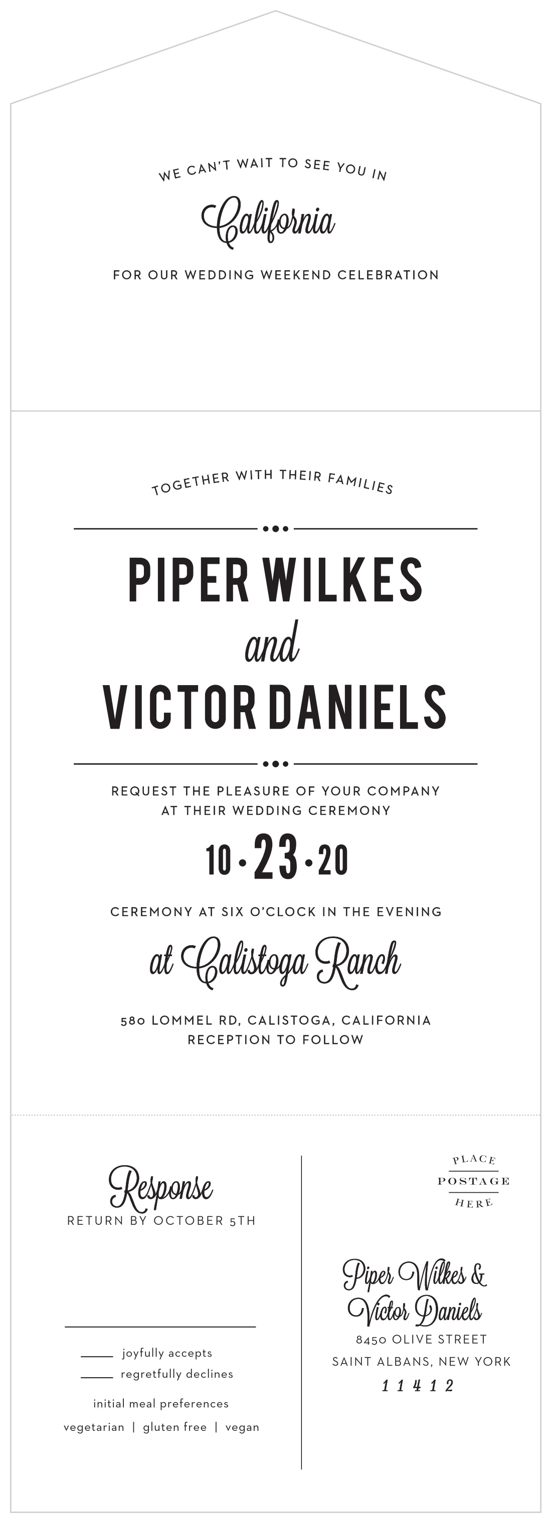 Perennial Playbill Seal & Send Wedding Invitations by Basic Invite