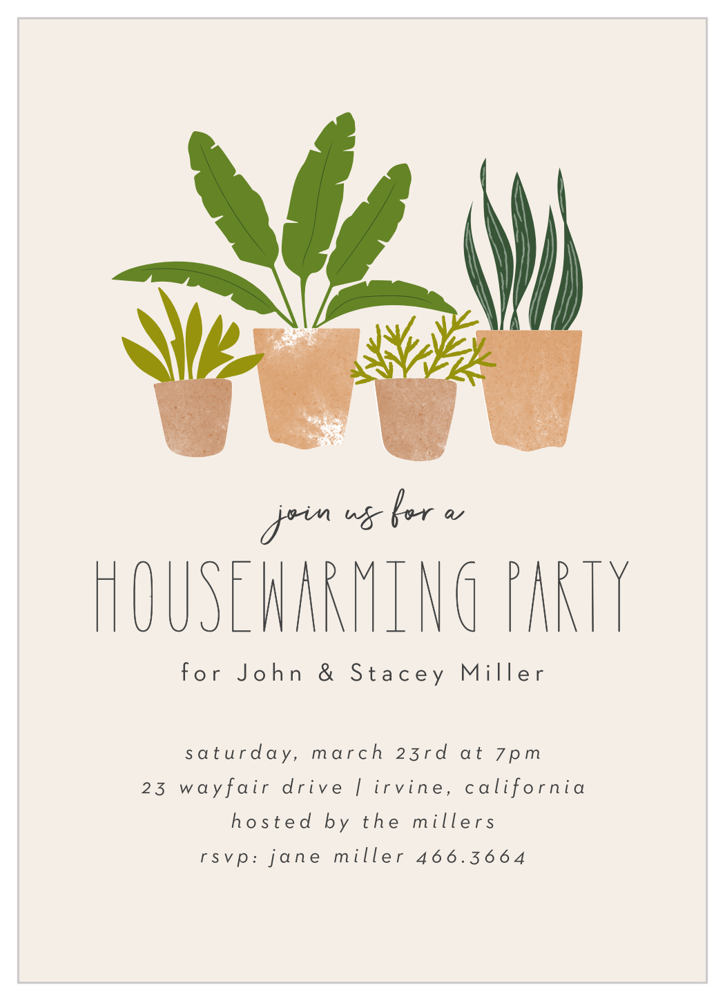 Potted Plants Housewarming Invitations