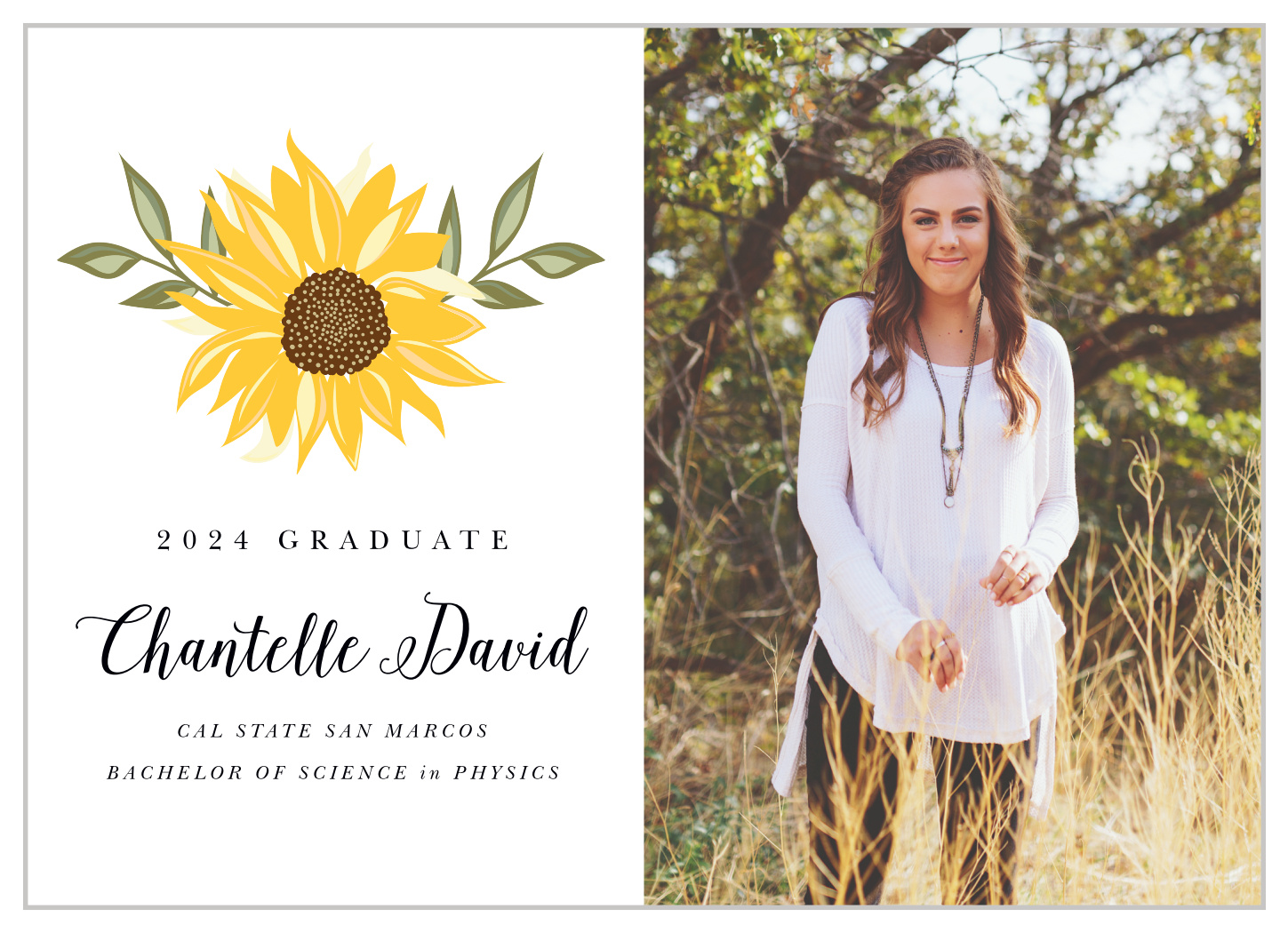 Sunflower Burst Graduation Announcements by Basic Invite, image size:1449x1050