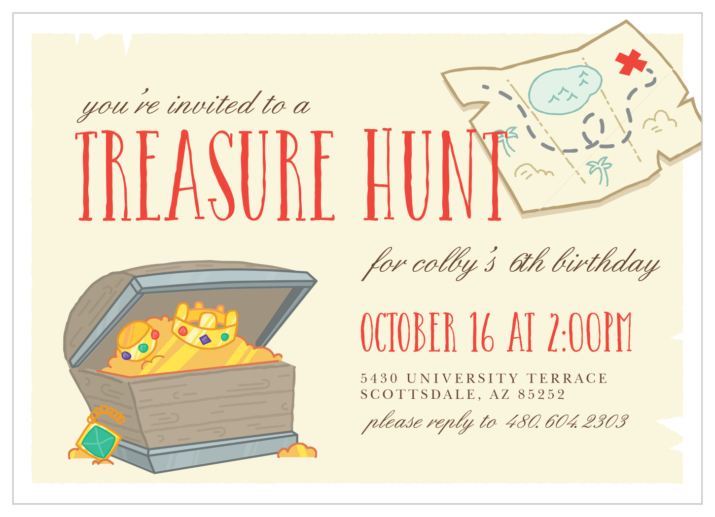 Treasure Hunt Children's Birthday Invitations by Basic Invite, image size:1450x1050