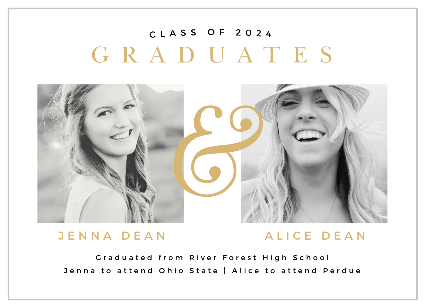 Two Twins Graduation Announcements, image size:1449x1050