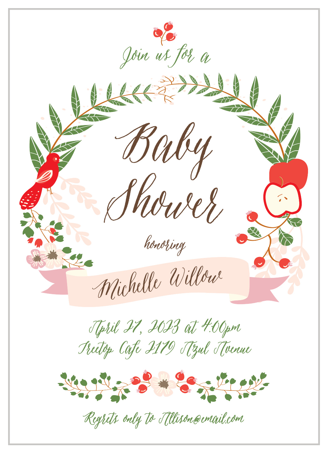 Whimsical Forest Baby Shower Invitations by Basic Invite
