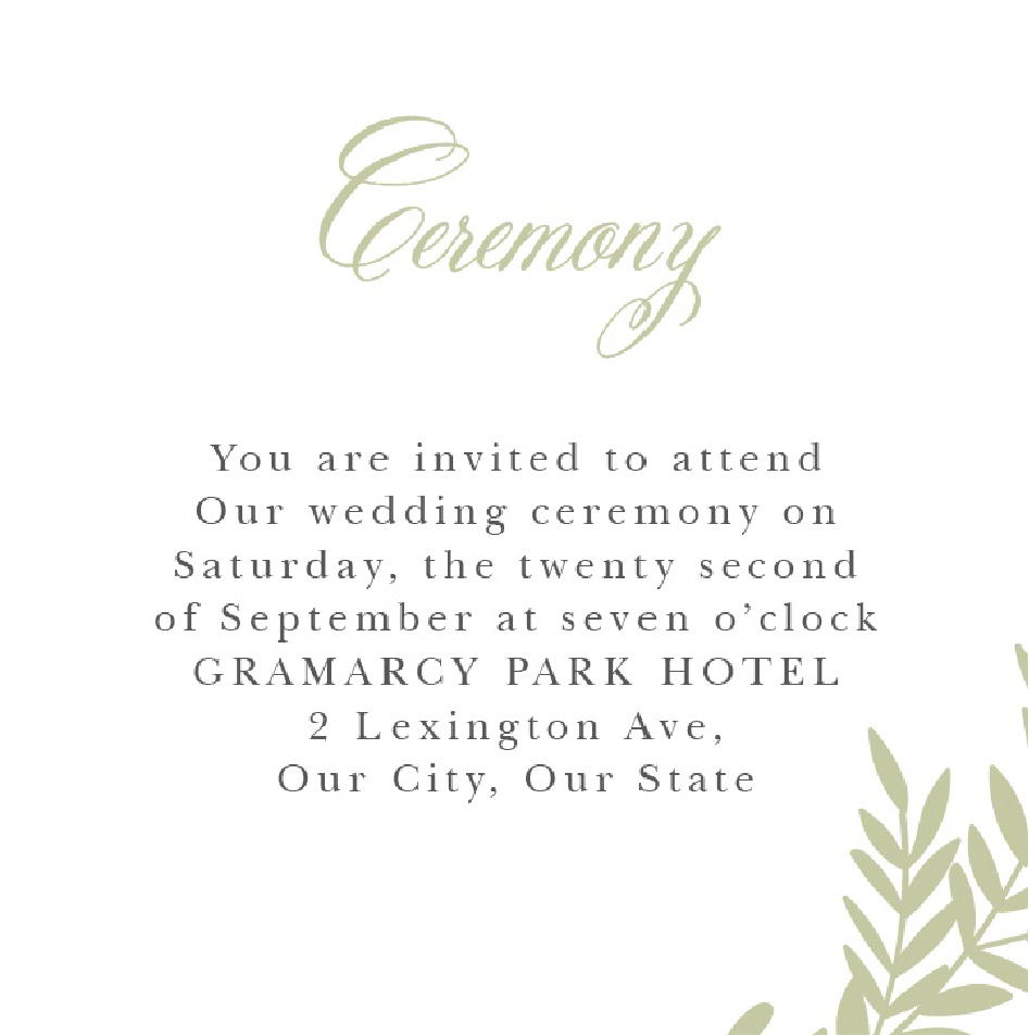Basic Invite Ceremony Cards