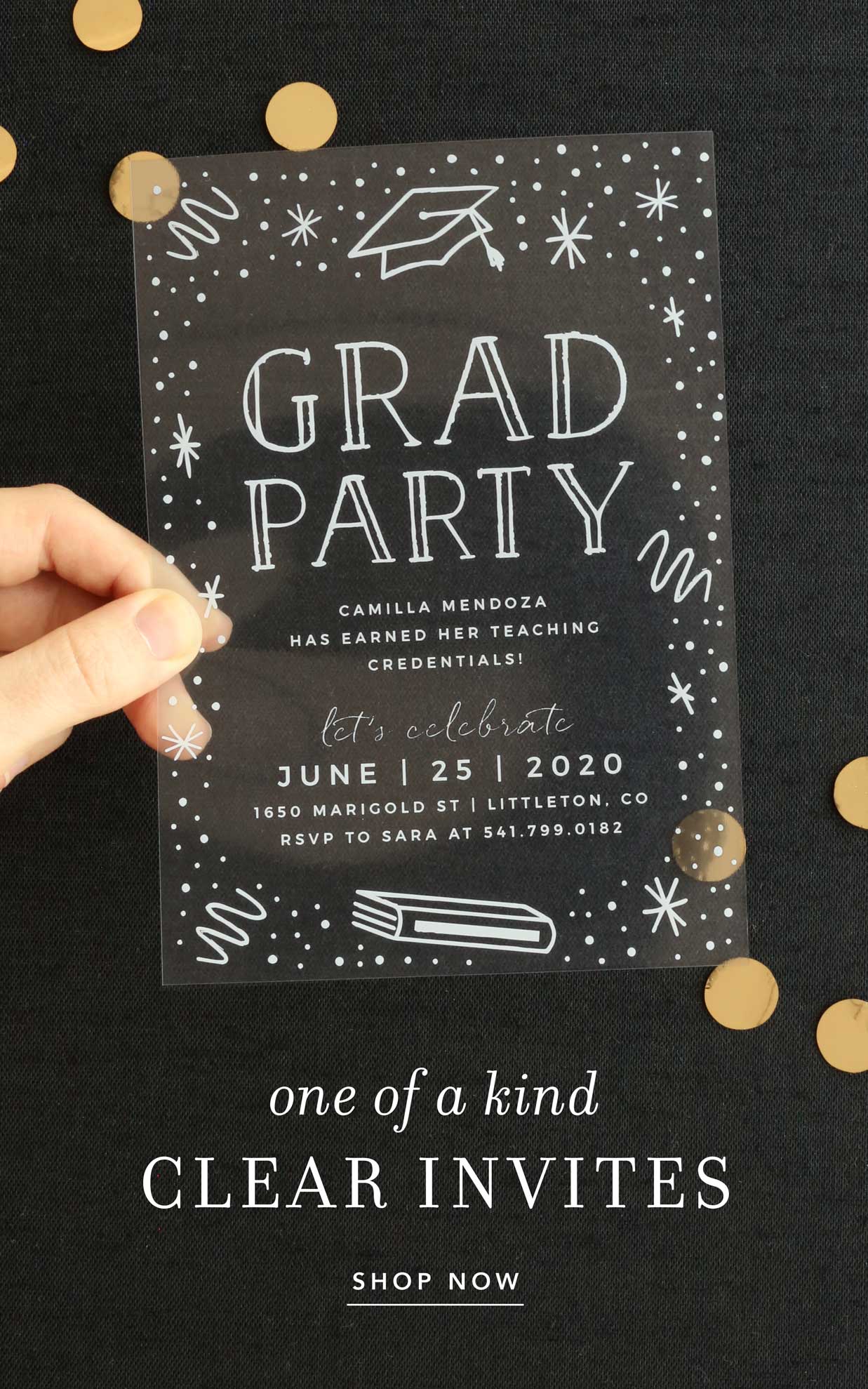 One of a kind clear invites!
