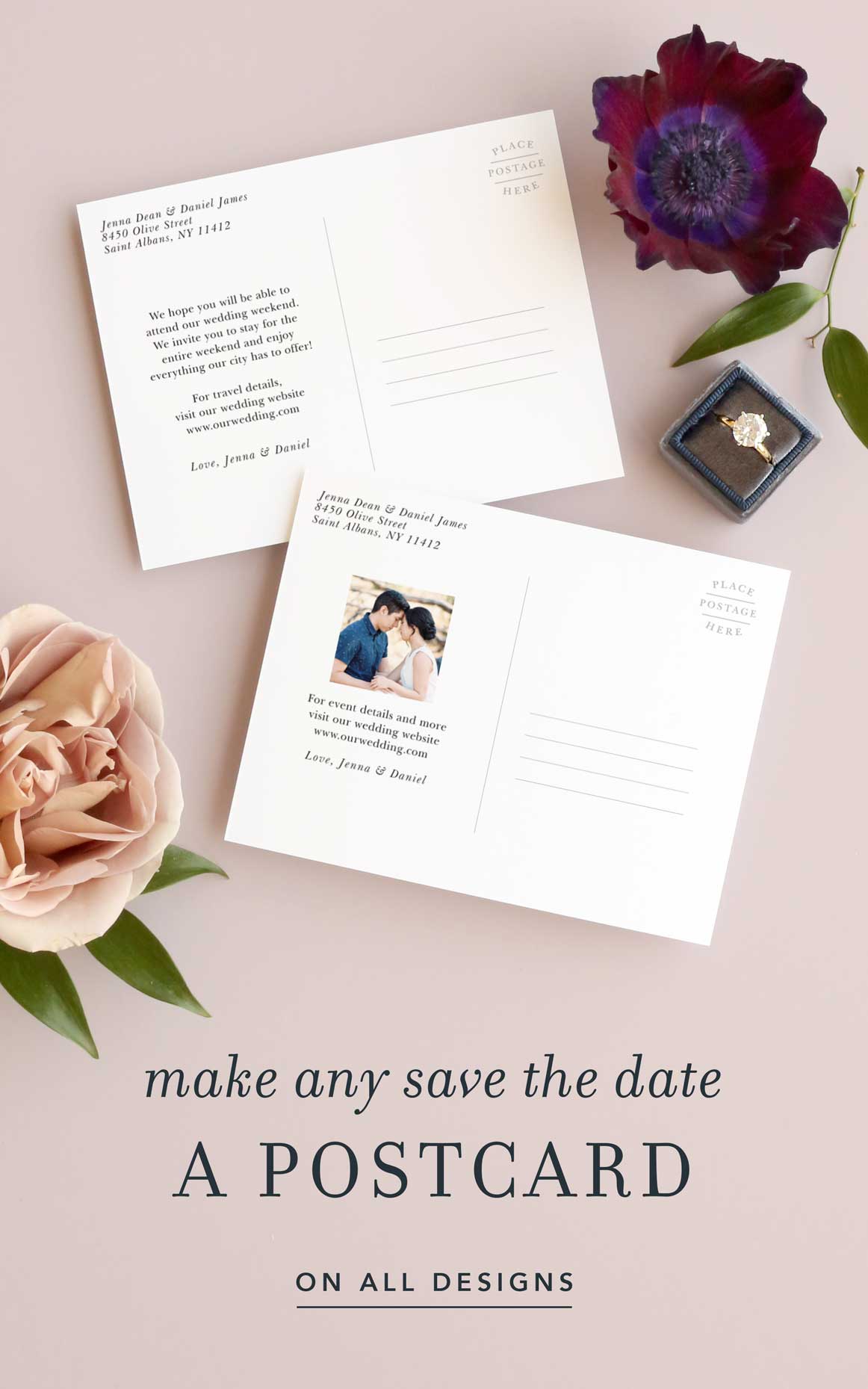 save the date postcard back template