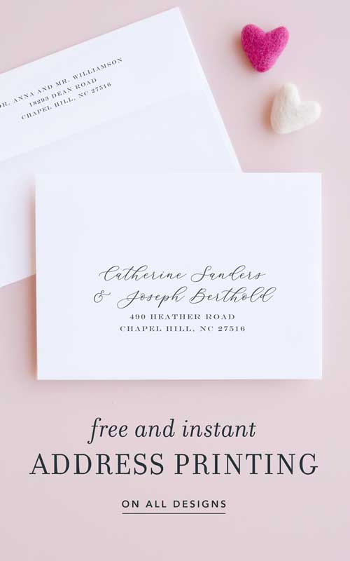 Free and instant Address Printing on all designs!