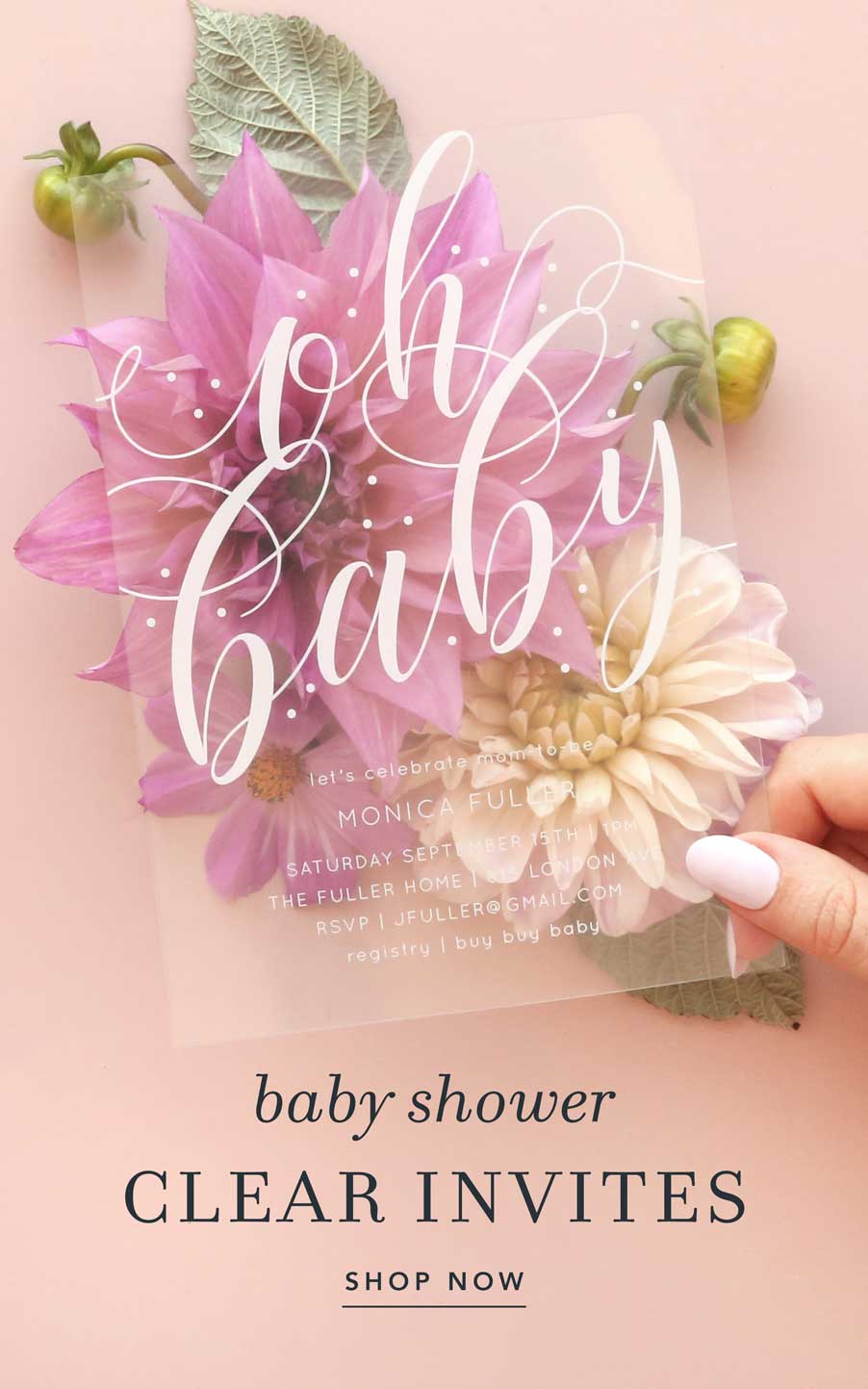 Shop our clear baby shower invitaitons!