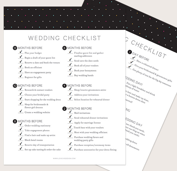 Printable wedding checklist image.